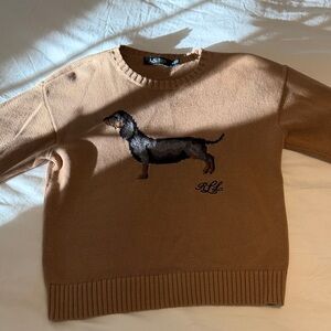 Ralph Lauren Brown Sweater with Dachshund Motif
